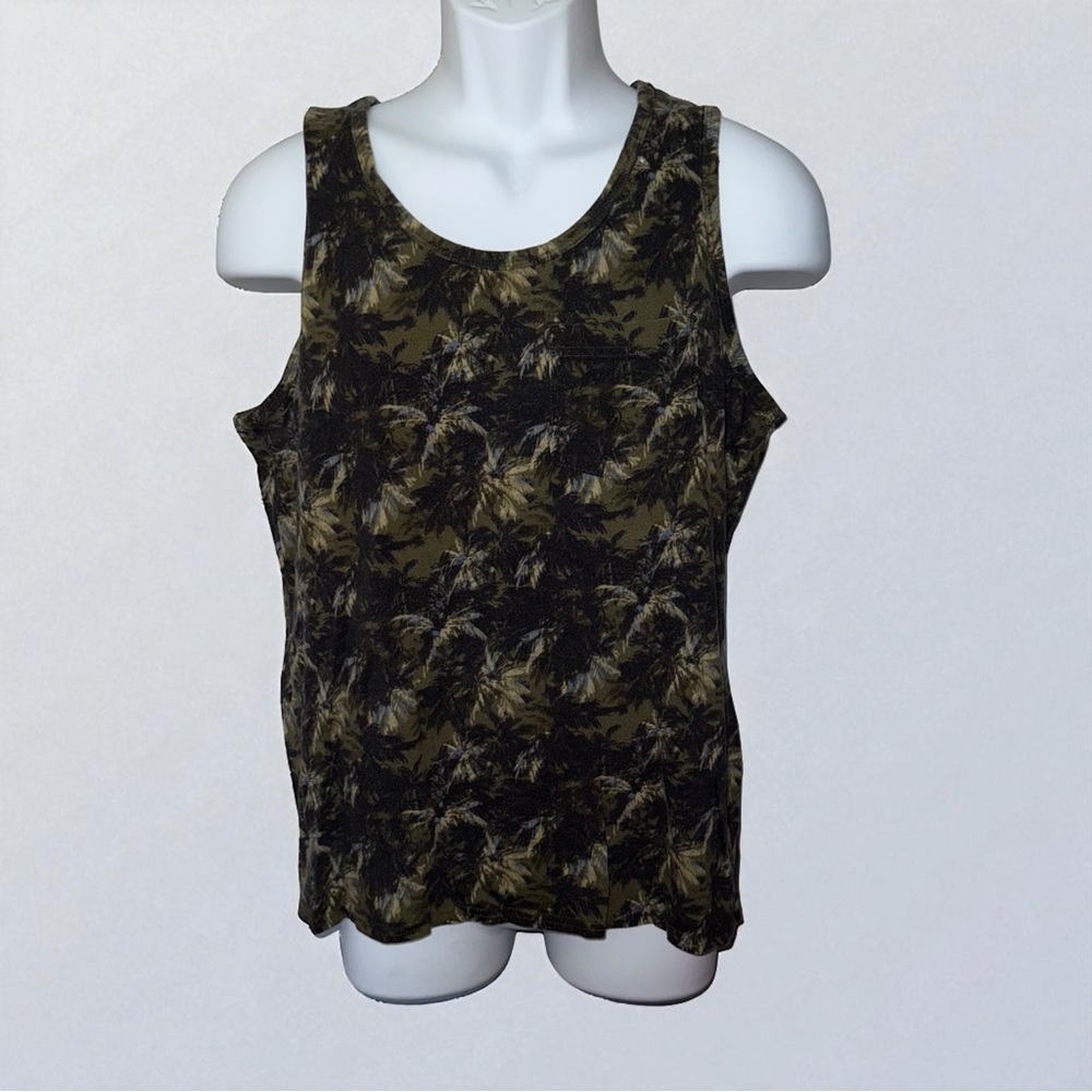 Men’s Goodfellow and Co Green Print Tank Top with One Pocket Size Medium